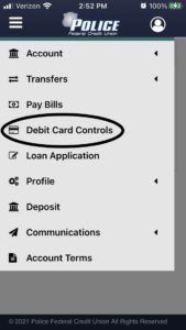 SELECT DEBIT CARD CONTROLS