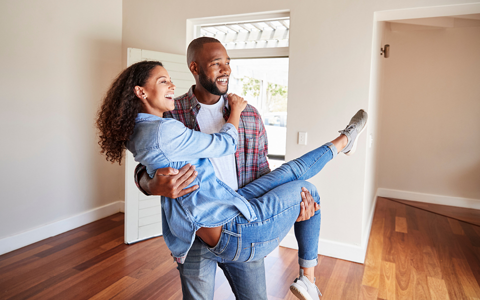 Two people in their new home.