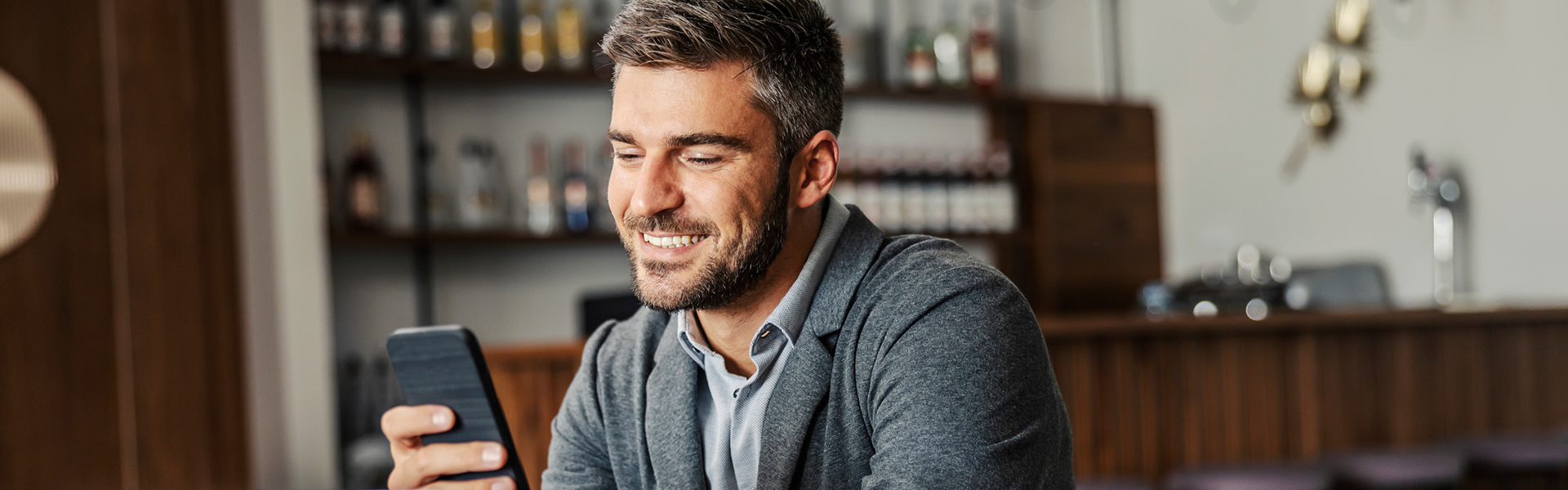 Man using mobile device