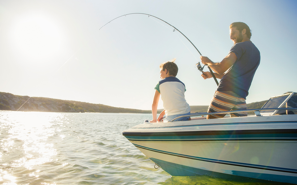 Man and son fishing