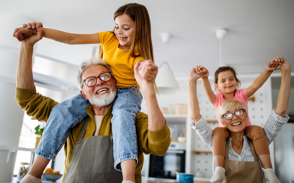 Grandparents playing