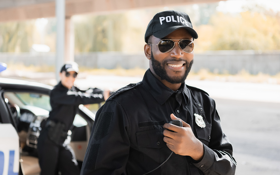Police officer on radio